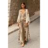 Women's Viscose Long Printed Kimono Cardigan Flowy Beach Cover Up Robe, Loose Open Front Vacation Shirt 0979