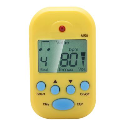 Meideal Mini LCD Digital M50 Metronomo Beat Tempo Accessorio musicale per chitarra con batteria(Giallo)