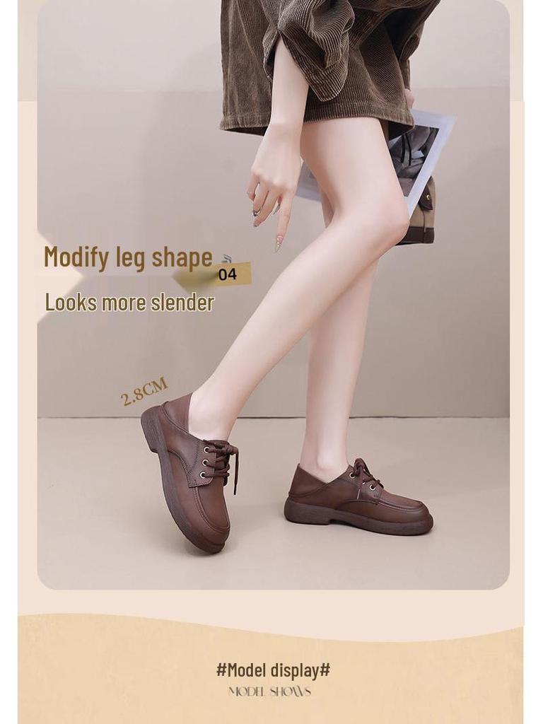 Genuine Leather Non-Slip Soft Sole Loafers for Middle-Aged & Elderly Women - Casual Spring & Autumn Style