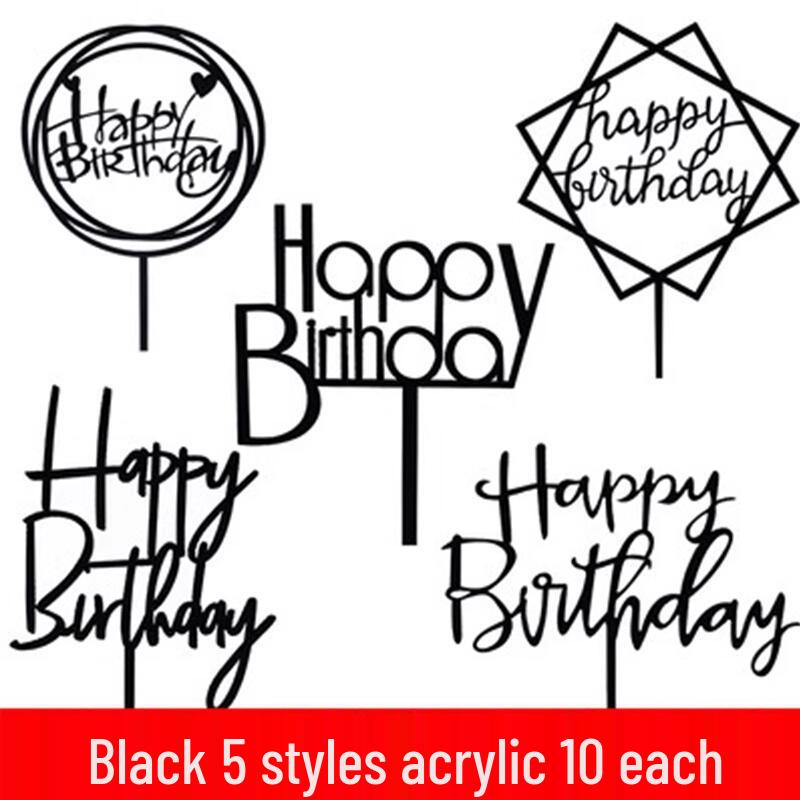 50-Pack Acrylic 'Happy Birthday' Cake Toppers - Popular Party Decorations with Free Shipping
