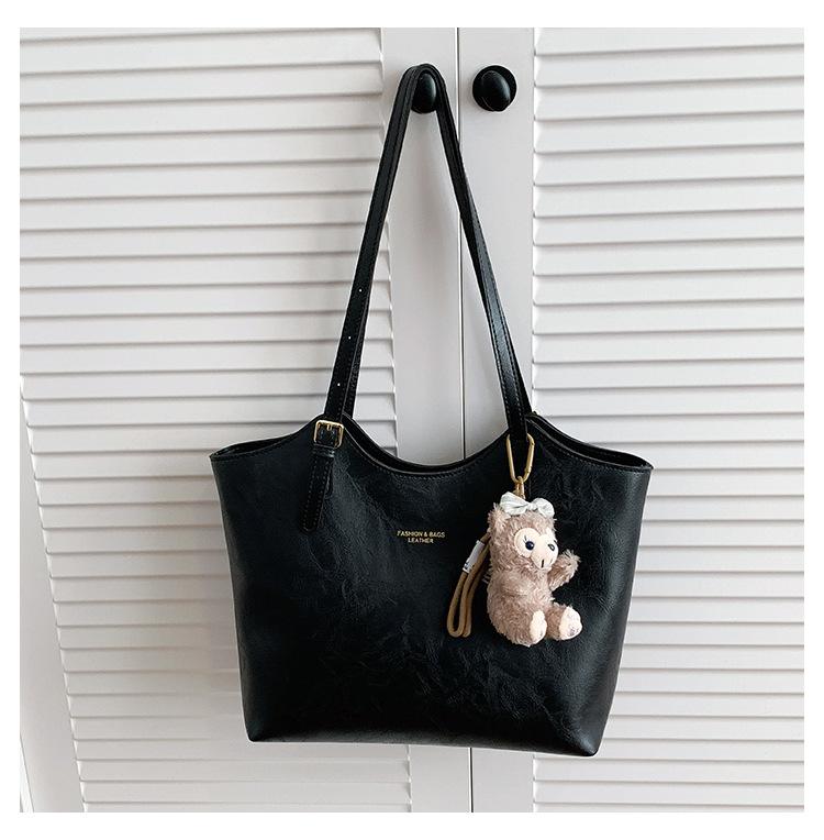 

New Vintage Simple Top Handle Bag Comfortable and Versatile Texture Shoulder Bag Women Large Capacity Casual Commuting Bag чёрный