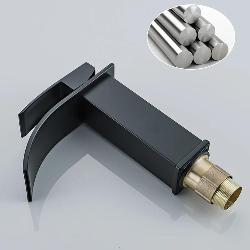 Bathroom Waterfall Basin Faucet Brass Bath Sink Faucet Hot&Cold Water Mixer Vanity Tap Deck Mounted Washbasin Taps