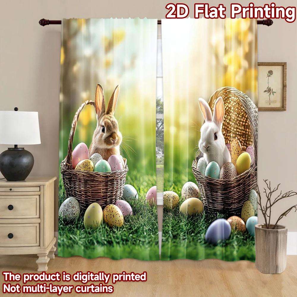 2D flat Photography Backdrop Popular Scene Backdrop Easter Bunny Egg Baskets 100% Polyester Party Decorations for Suitable