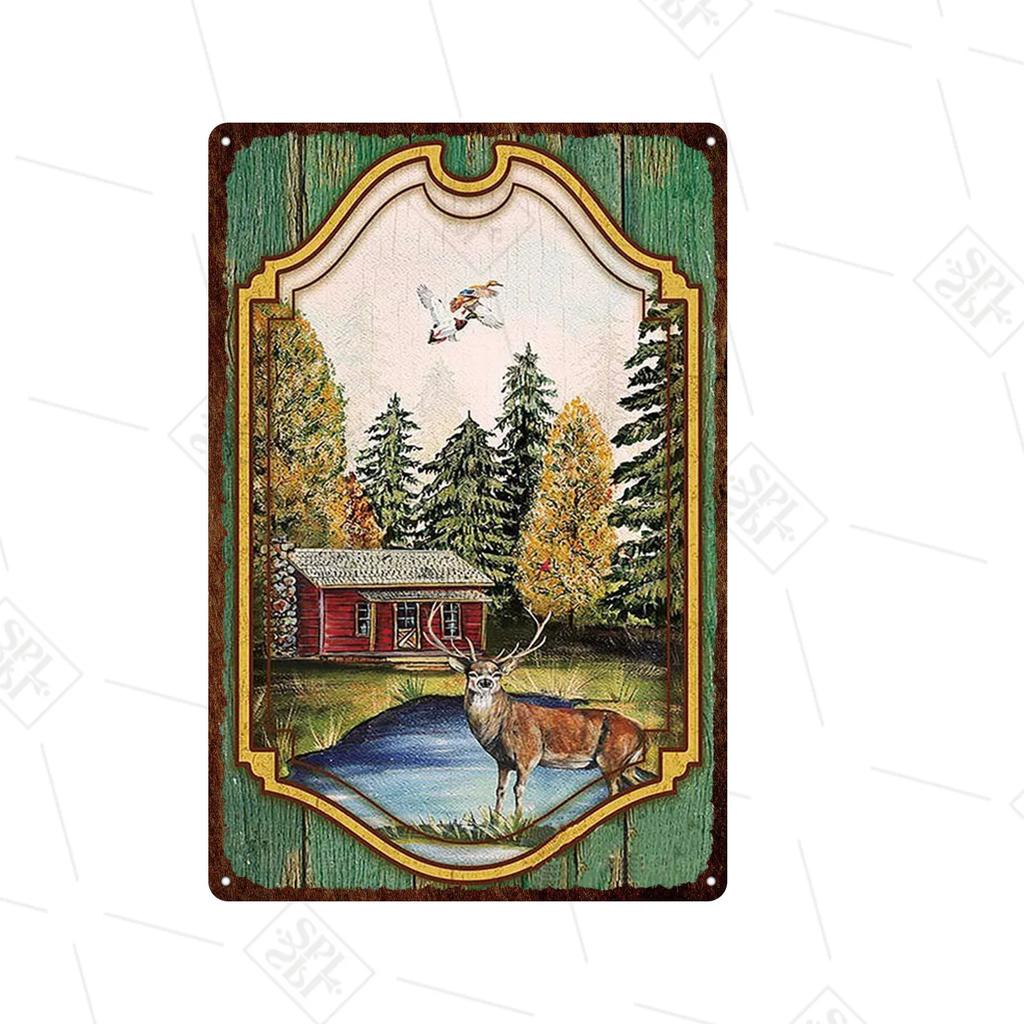 Animal Metal Sign Vintage Forest Park Doorplate Cat Bird Metal Tin Plate Fishing Plaque Bar Wall Sticker Farm Home Decoration