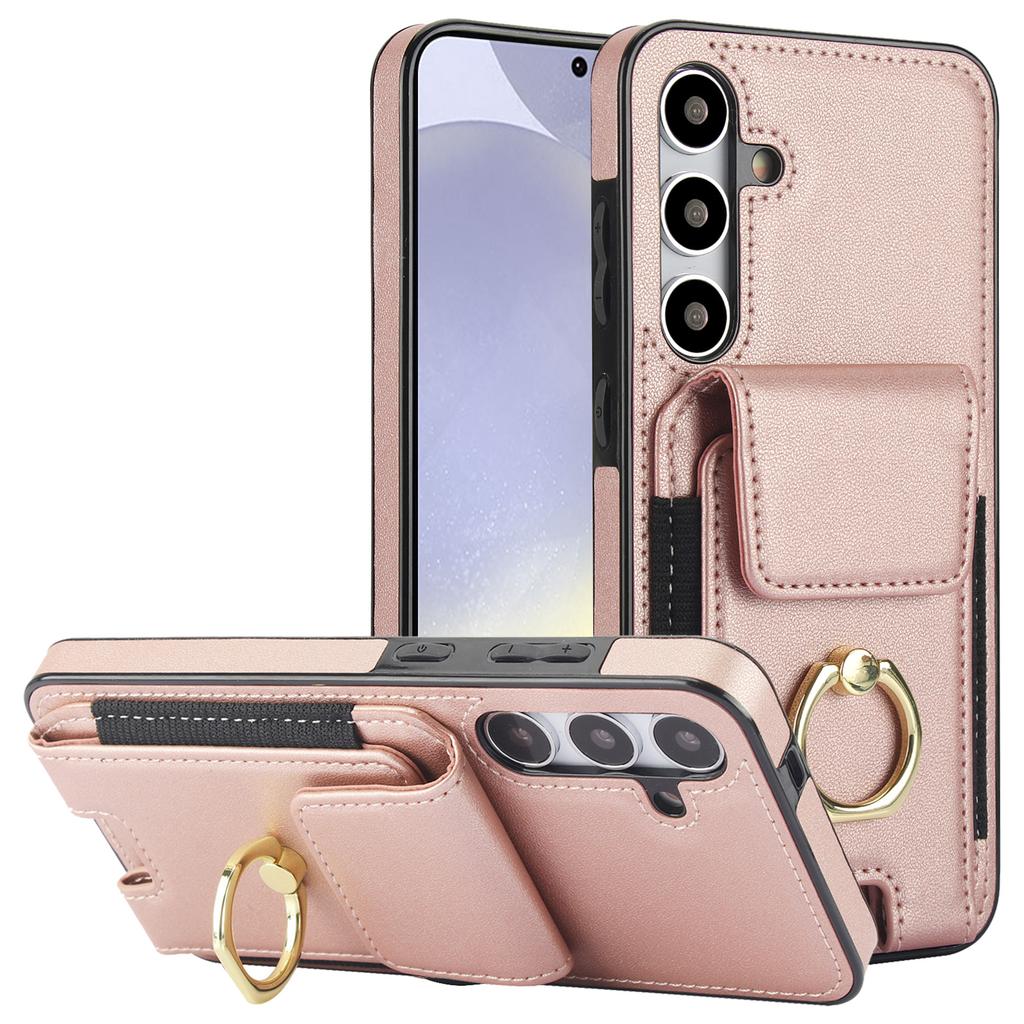 For Samsung Galaxy S24+ Case Drop-proof PU Leather+TPU Kickstand Smart Phone Cover