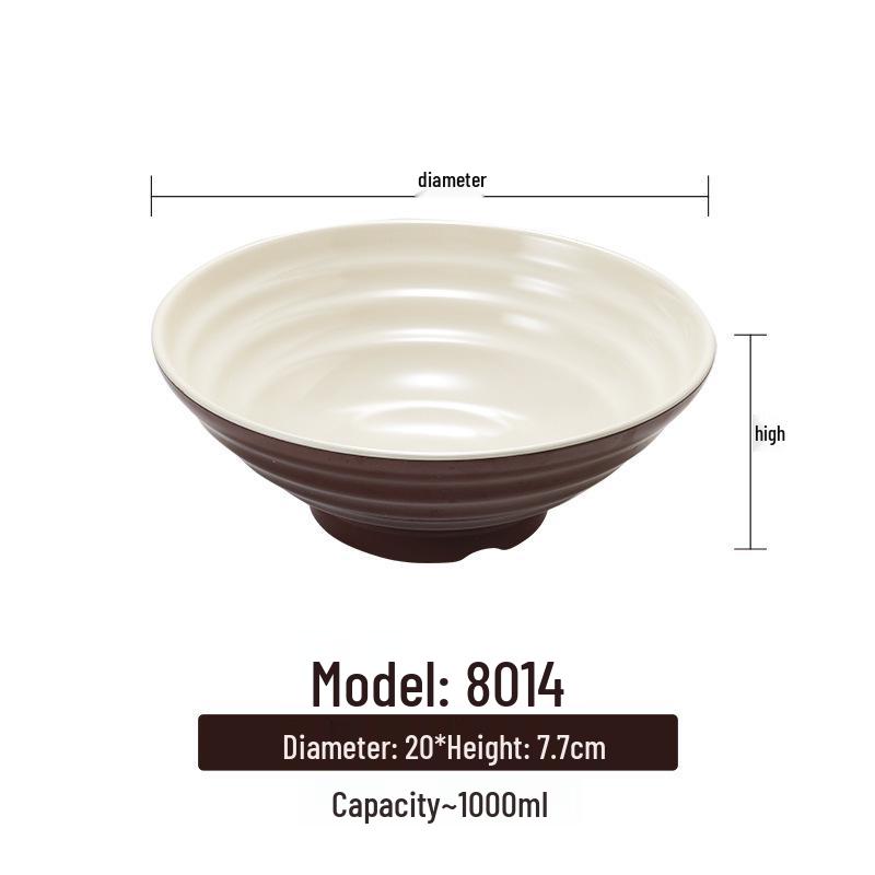 Melamine White Noodle Bowl, Imitation Porcelain, Large Plastic Soup/Rice Bowl for Commercial Use.