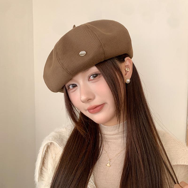 Korean Retro Beret Women's Autumn and Winter Warm and Fashionable Versatile Pumpkin Hat British Face Showing Little Painter Hat