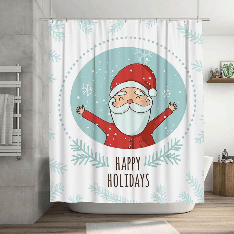 

TU Festive Christmas Shower Curtain Santa Claus Holiday Decor Bathroom Set Waterproof Home Xmas Party Backdrop 90x180cm35x71in