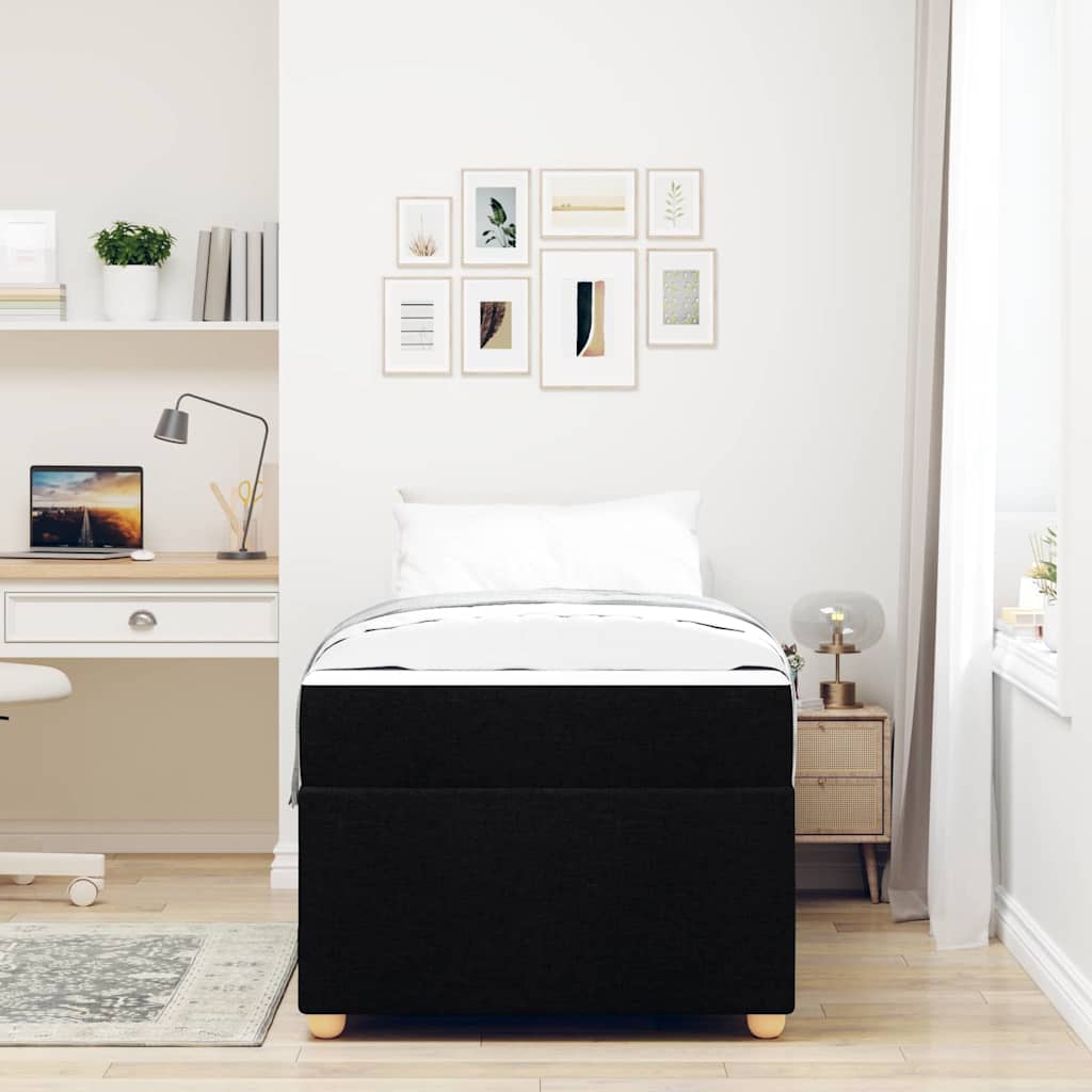Bed Frame with Mattress Black 80 x 200 cm Fabric