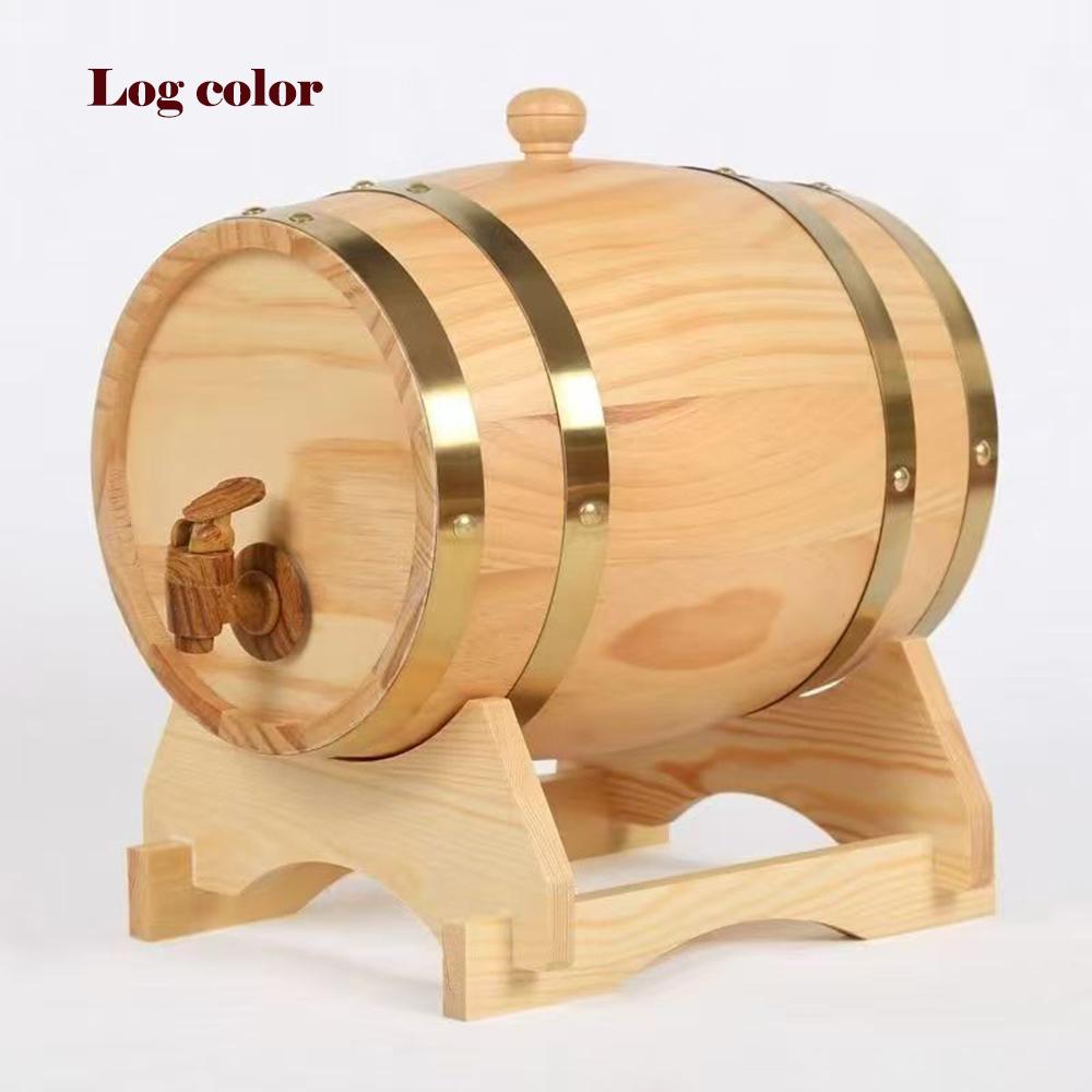 High-capacity pine wine barrel, Household solid wooden wine cask, Empty barrel for storing red wine, Winery make wine barrel, 3L