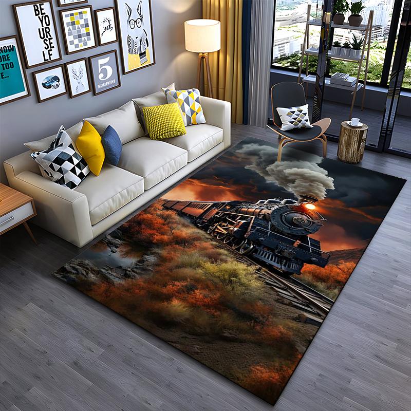 

Vintage Steam Train in Autumn Sunset Suitable for use as an anti-slip game mat for living room and bedroom sofas 40x60cm( 15x23in )