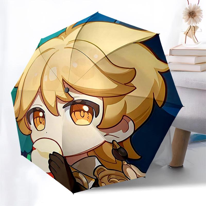 1pc Outdoor Umbrella with Cute Anime Character Design - Automatic Opening/Closing, Portable 3-Fold Design, 8-Rib Iron Frame, Perfect Gift for Fan