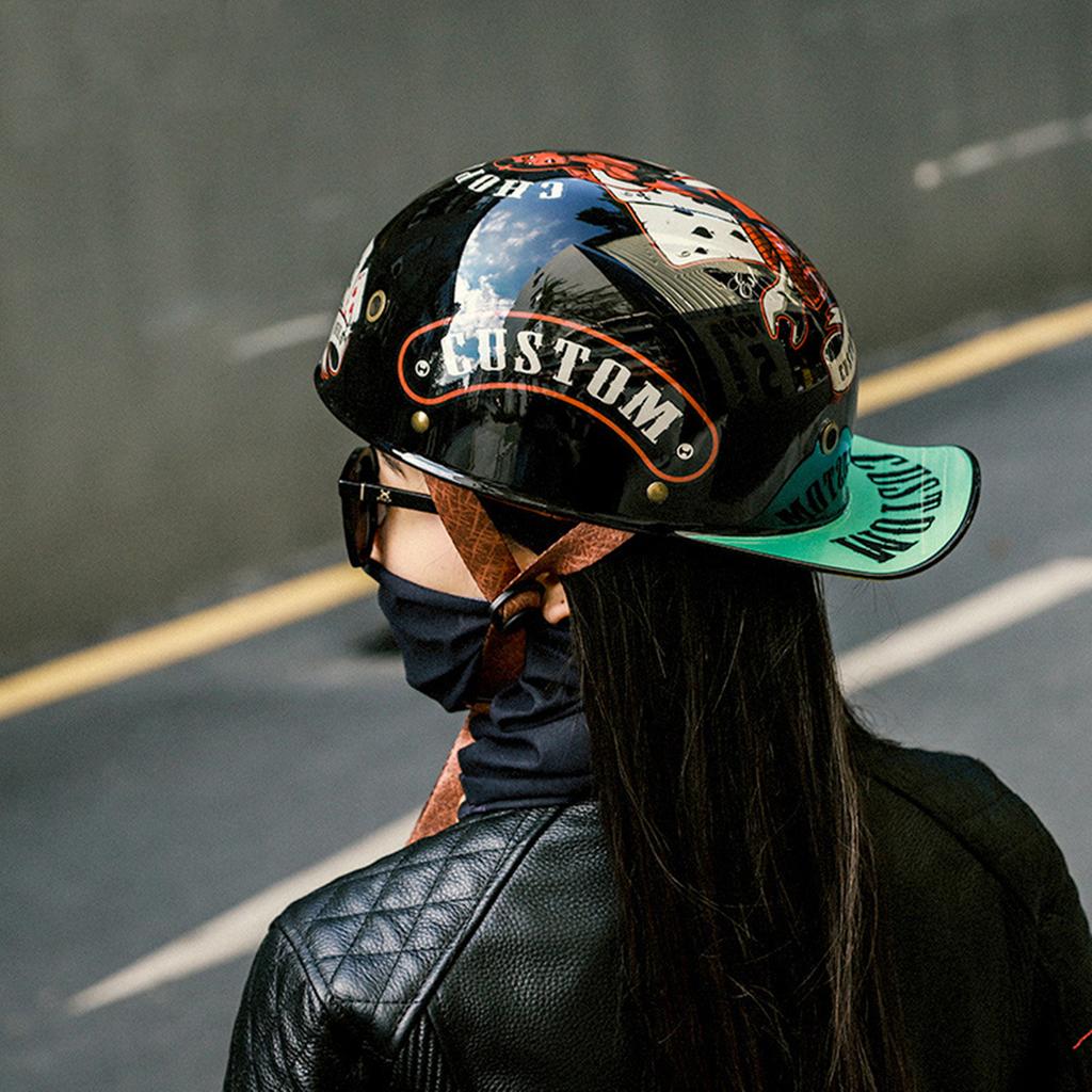 Retro Open Face Motorcycle Helmet Unisex Vintage Style Scooter Baseball Cap Half Hat for Chopper Electric Motorcycles