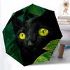 1 Stück Schwarze Katze, Dschungel Automatischer Faltregenschirm, Tragbares & Faltbares Design mit 8 Speichen, 94