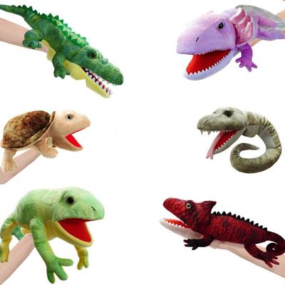 Tortue Salamandre Animal Marionnette à Main Grenouille Crocodile Lézard Serpent Marionnette à Main Animal en Peluche Éducatif Marionnette pour Raconter des Histoires