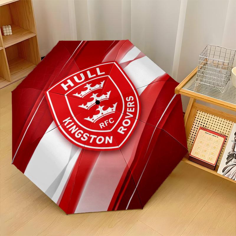 Hull KR Print Auto 8?Ribs Folding Umbrella Wind Resistant Lightweight Automatic Umbrella For Daily Travel