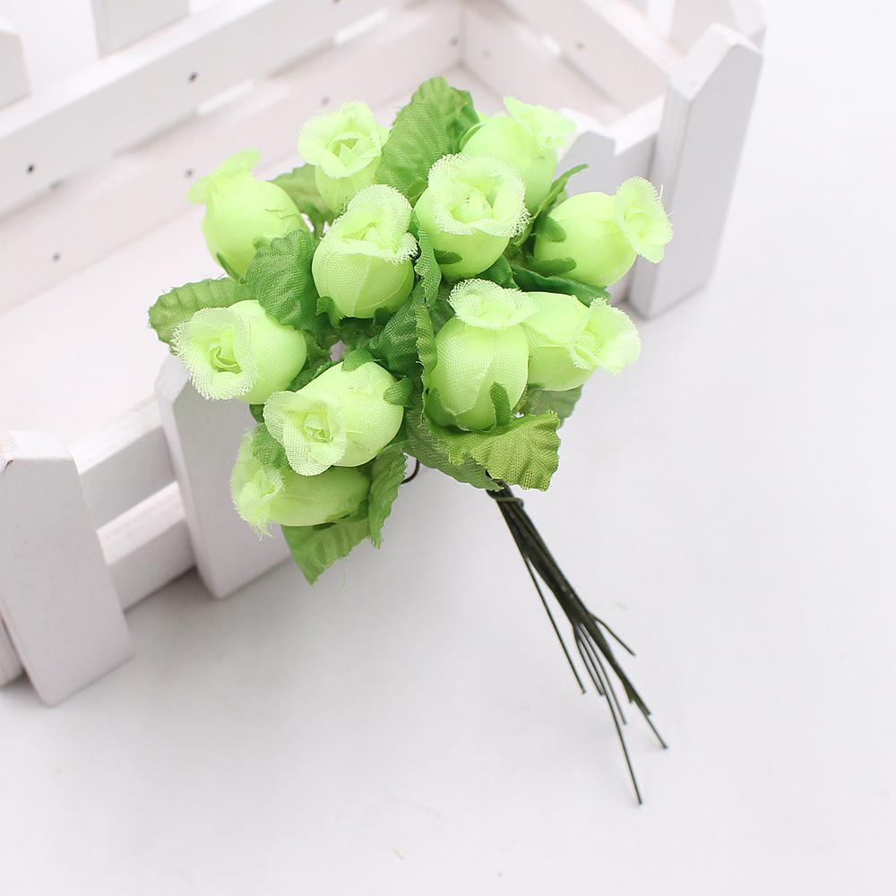 12pcs/lot Artificial Flower 2cm Silk High Quality Rose Bouquet Wedding Decoration DIY Scrapbook Wreath Gift Box Craft Flowers
