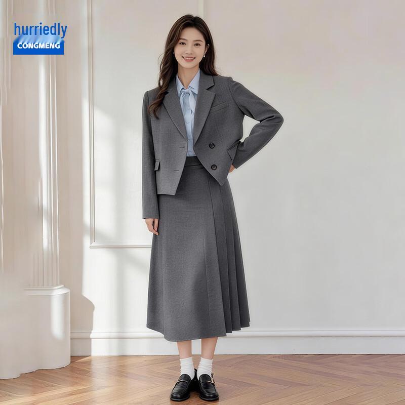 

Cenmeng Women s Professional Suit Set with Pleated Skirt S