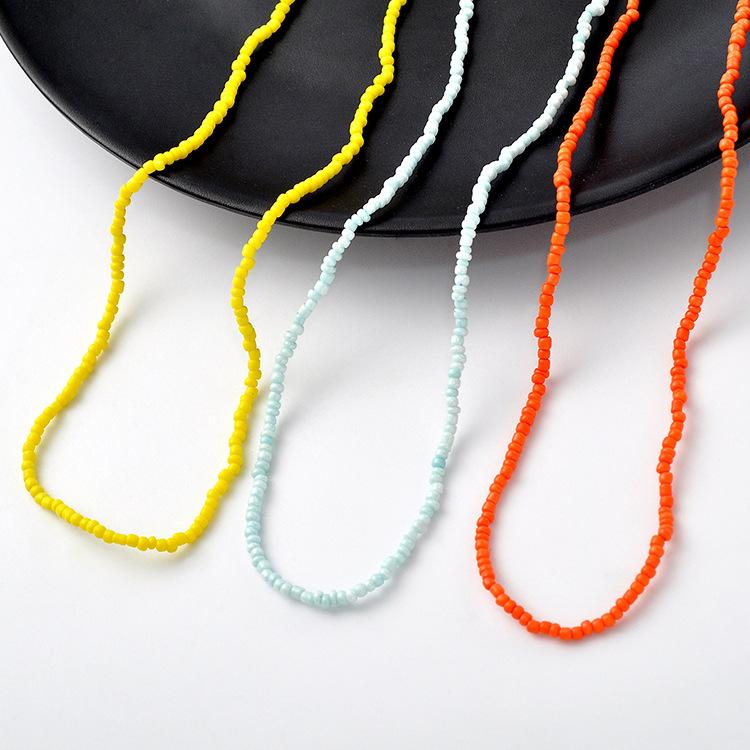 Collier de Perles de Riz Colorées Mode Bohème Collier de Perles de Riz Multicouche Trois Couleurs Ensemble Trois Pièces
