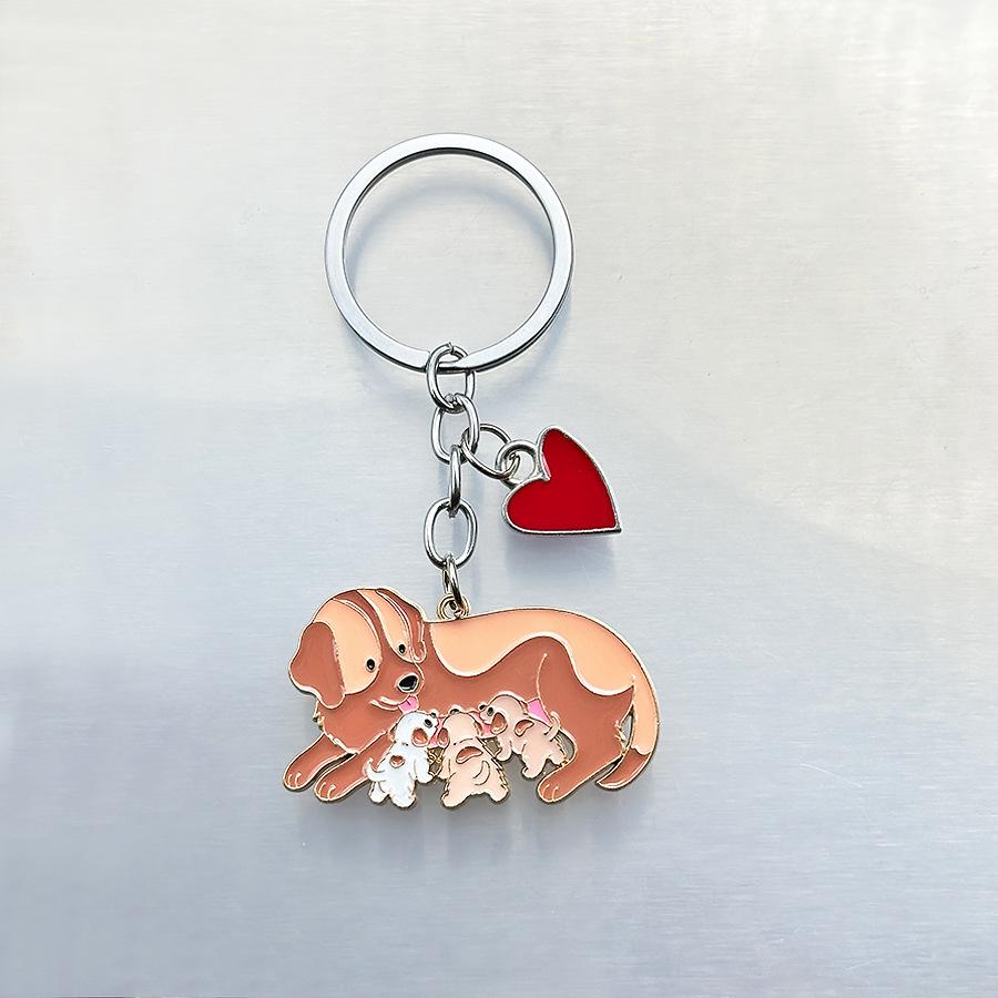 Heart-Shaped Dog Keychain Pendant - Metal Bag & Car Ornament