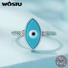WOSTU 925 Sterling Silver Vintage Style Blue Demon's Eye Stackable Rings Party Jewelry Gift