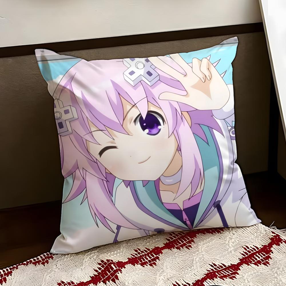 Hyperdimension Neptunia Cute Cushion Cover Reversible Soft Durable Pillow Cover Home Car MultiScene Use for Daily Comfort