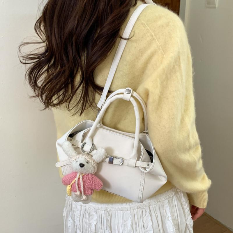Minimalist Solid Color Handbag Women Belt Buckle Design Shoulder Bag Elegant Pu Leather Crossbody Bag Daily Commuting Mini Bag