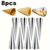8Pcs Stainless Steel Spiral Pastry Cones - Heavy Duty Non-Stick Molds for Croissants, Ice Cream & Waffles