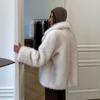 Womens Faux Fox Fur Coat Mid-Length Winter Outerwear Warm Plush Jacket Youth