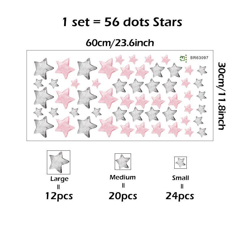 1pc Painted Pink Grey Stars DIY Wall Stickers Removable Vinyl Wall Decals for Kids room Girls Bedroom Decor Wall Decoration