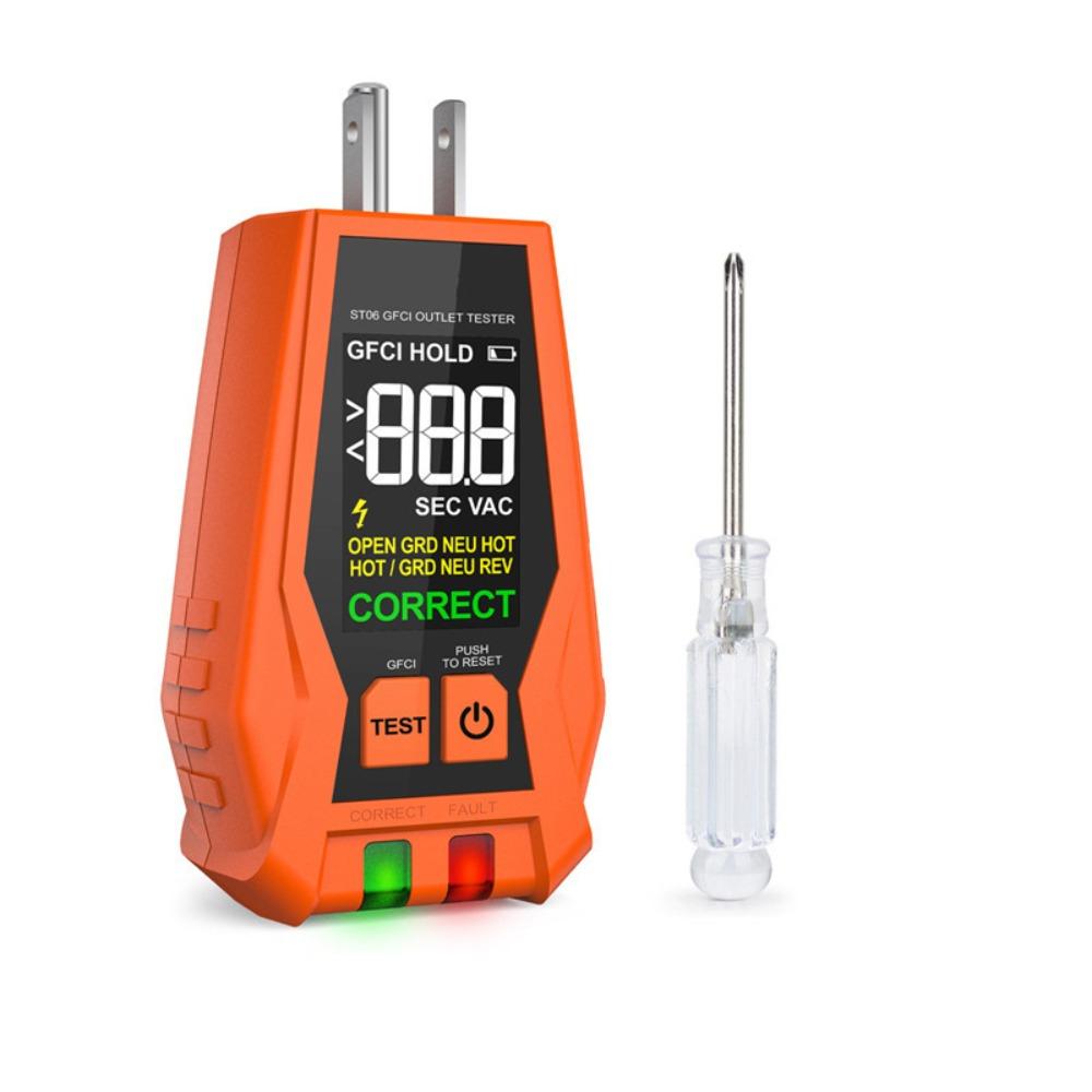 

3Wire GFCI Tester LCD Display Receptacle Tester Detector Socket Detector US Plug помаранчевий