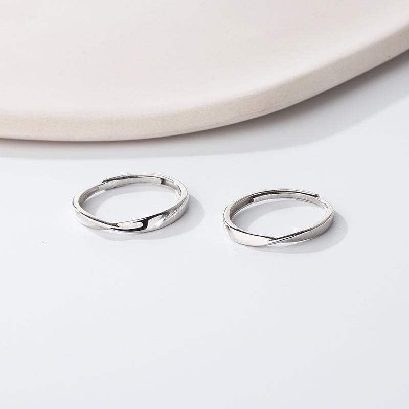 S925 Sterling Silver Möbius Strip Couple Rings: Unisex Open Design