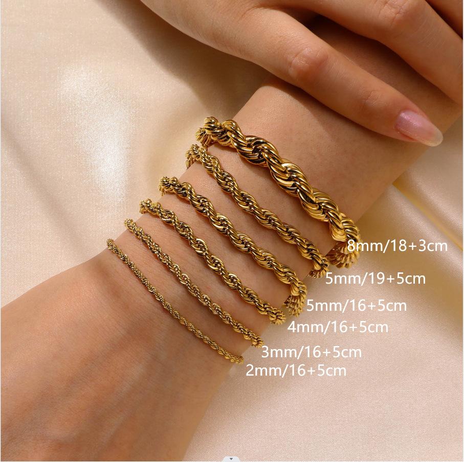 Fashion Accessories, Stainless Steel Twist Bracelet Bracelet 18K Gold Women'S Jewelry