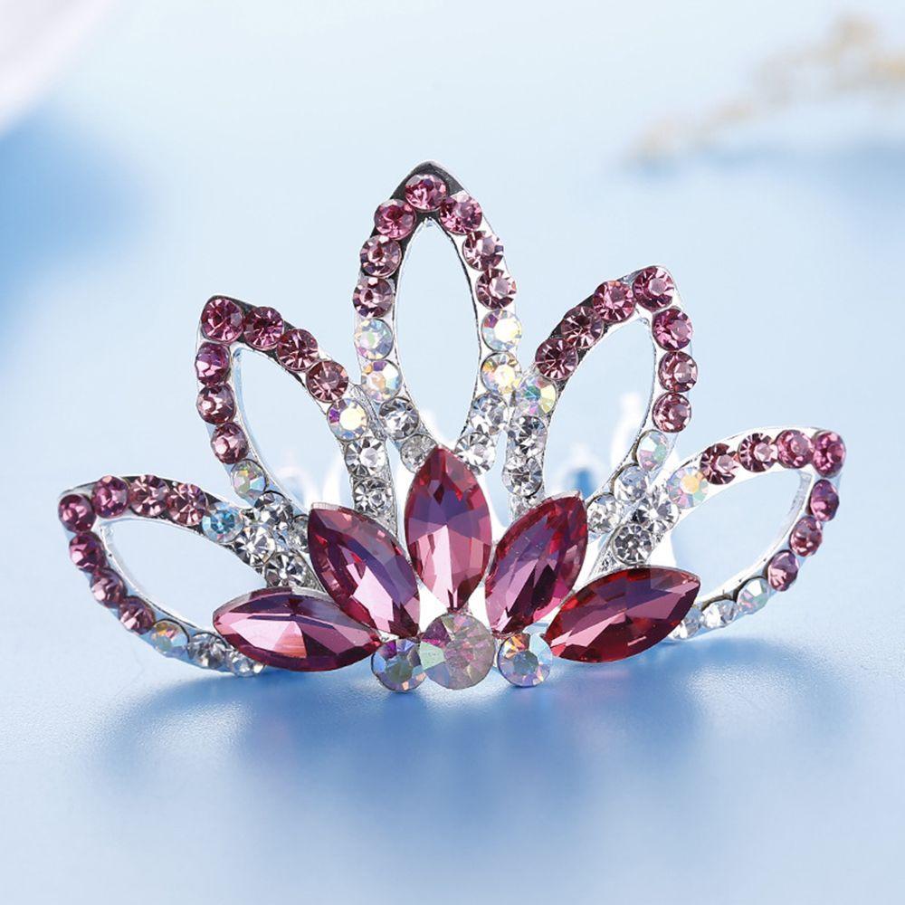 Kids Gift Princess Hairclip Hairpin Tiara Crown Hair Comb Crystal Rhinestone Hair Jewelry Flower