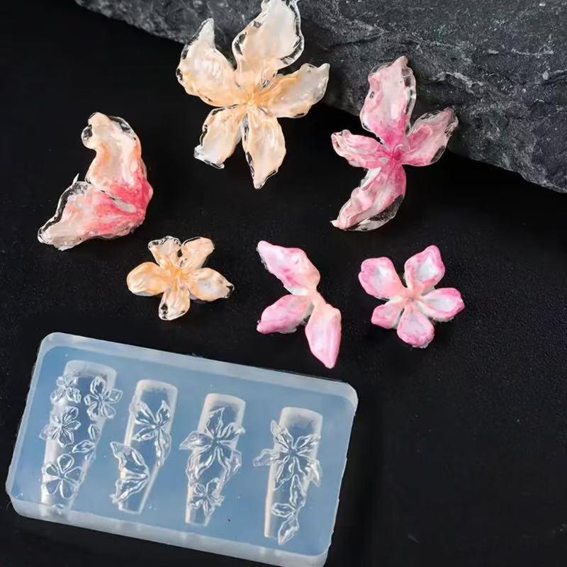  Ice Flower Lily 3D Silicone Nail Template Stereoscopic Flower Nail Art Decor DIY Nail Carving Mold