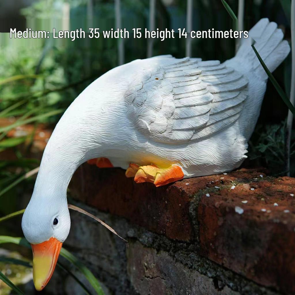 Juran Outdoor Garden White Duck Waterfall Ornament for Fish Pond Landscaping