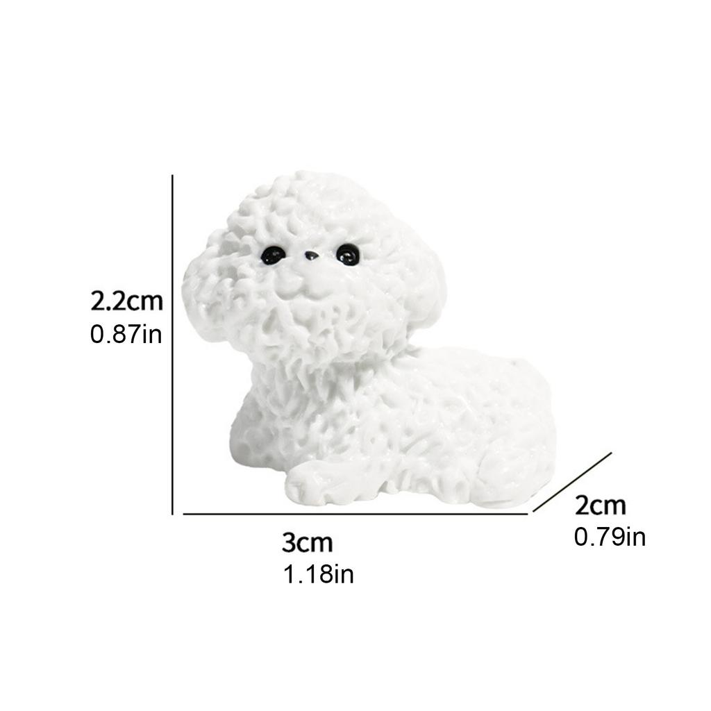 10Pcs Adorable Bichon Frise Puppy Statues Hand Painted Resin Ornaments for Indoor and Outdoor Spaces