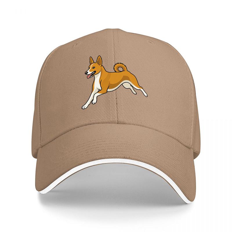 Corgi Dog Running Design Black Baseball Cap with White Trim for Dog Lovers and Pet Enthusiasts Fashionable Casual Hat