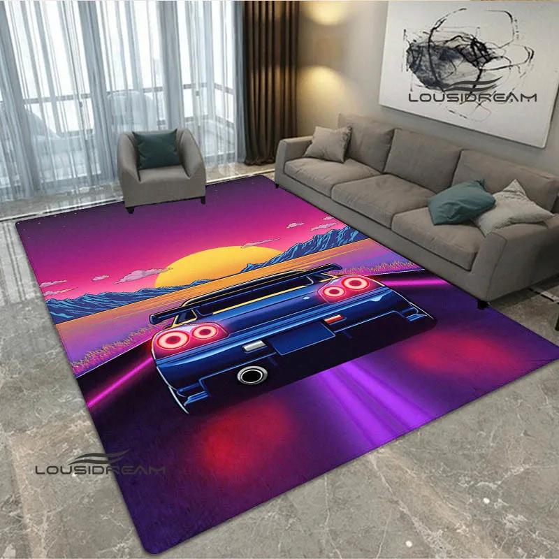 JDMs GTR Flag Car Pattern Carpet Decoration Room Home Outdoor Decor Racing Rug Non Slip Washable Game Style Floor Mat
