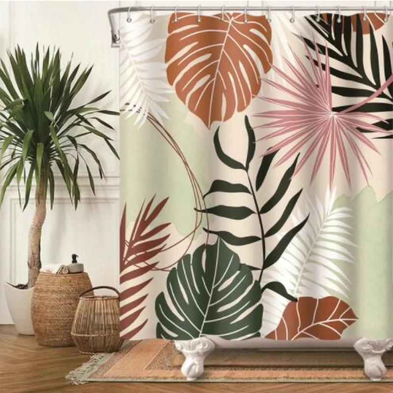 Nordic Wind Abstract Art Boho Shower Curtain Waterproof Polyester Bath Curtain Morandi Color Block Curtains For Bathroom Decor