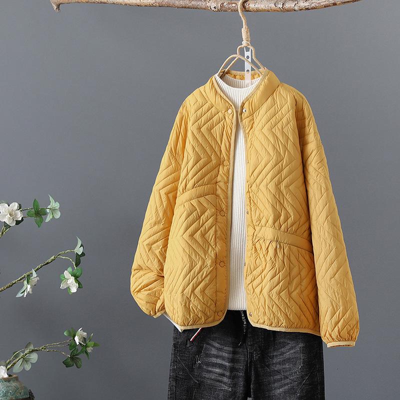 Schinteon Women Ultra Light White Duck Down Jacket Stand Collar Autumn Winter Warm Coat Vintage Loose Over Size Outwear
