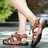 Summer Men's Outdoor  Leather Large Size Toe Sandals Summer Casual Men's Fashion Outdoor Non-Slip Beach Sandals