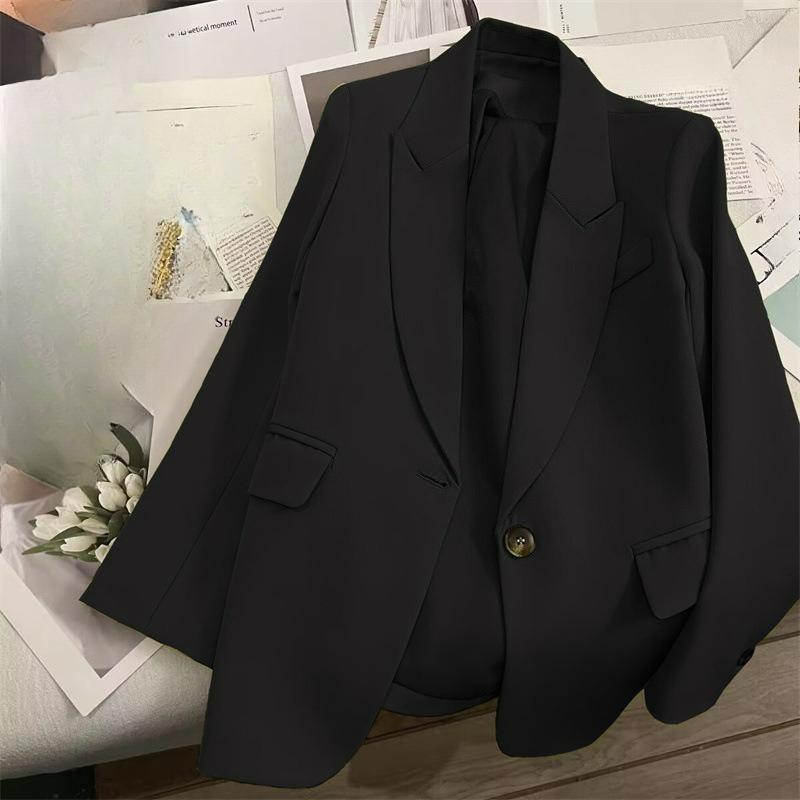 Spring and Autumn Suit Jacket Women s Autumn Black Temperament Trend Casual Ladies Suit XS чёрный