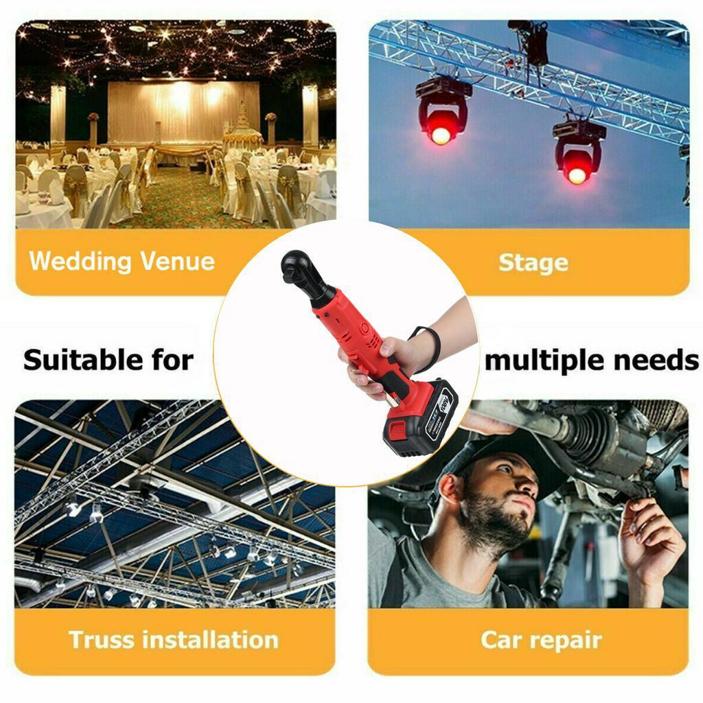 160N.m 100V-240V Rechargeable Right Angle Wrench With2 Battery Charger Kit Cordless Electric Wrench Ratchet Wrench Repair Tool