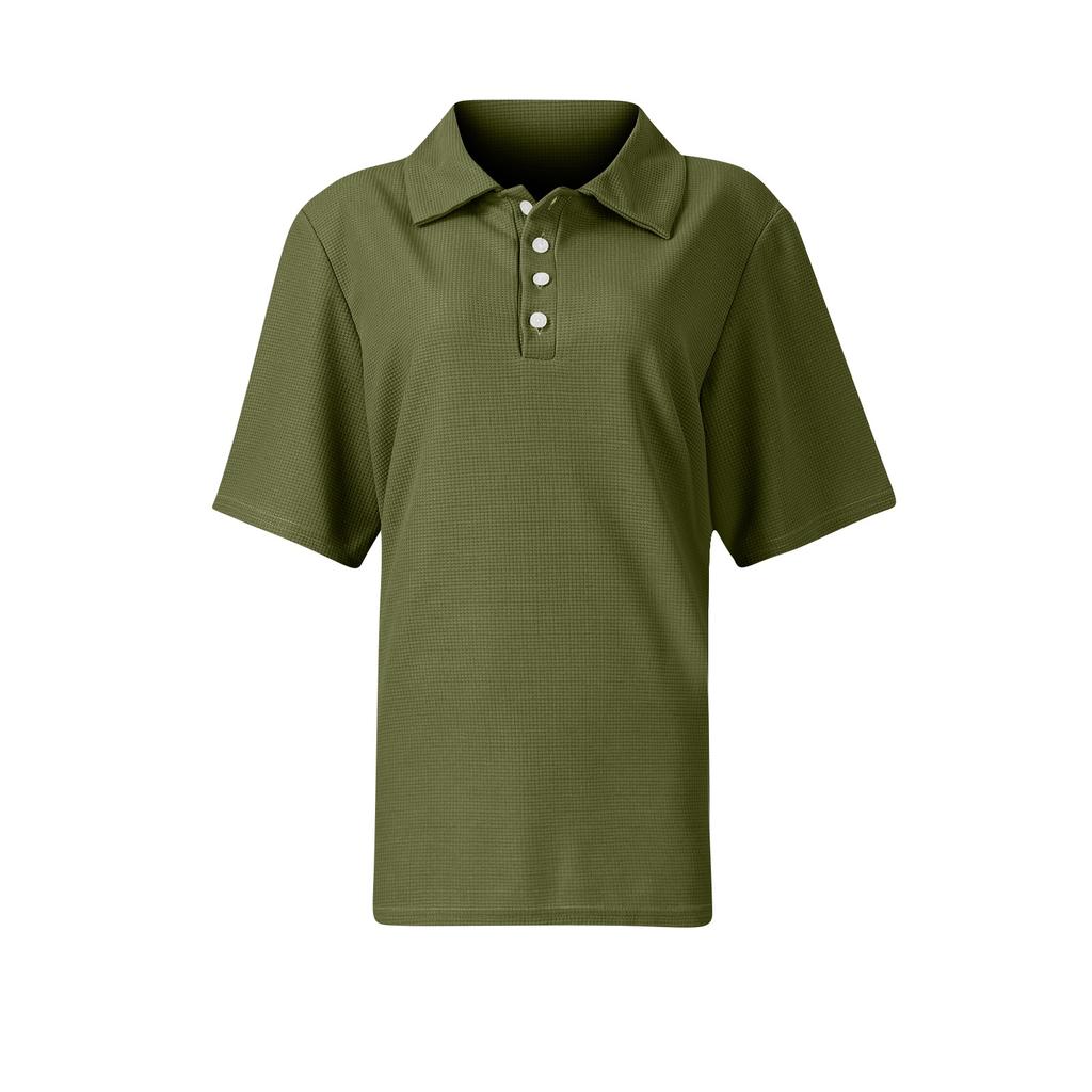 Women's Fashion Casual Lapel Short Sleeve Color Shirt Women's Up Tops