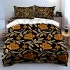 Golden Floral Print Bedding Bedding Duvet Cover Set Duvet Cover Pillowcases (1 * Duvet Cover 2 * Pillowcases, without duvet insert)
