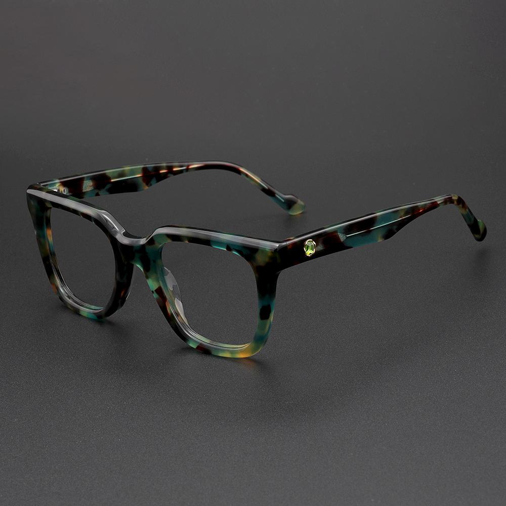 

Handmade Vintage Acetate Glasses Frame Transparent wiith Diamond Eyeglasses Frame for Women Men Luxury Brand Eyewear