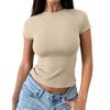 Women's Fashion Casual Slim Fit Raglan Short Sleeve Bottoming Shirt Outerwear Top