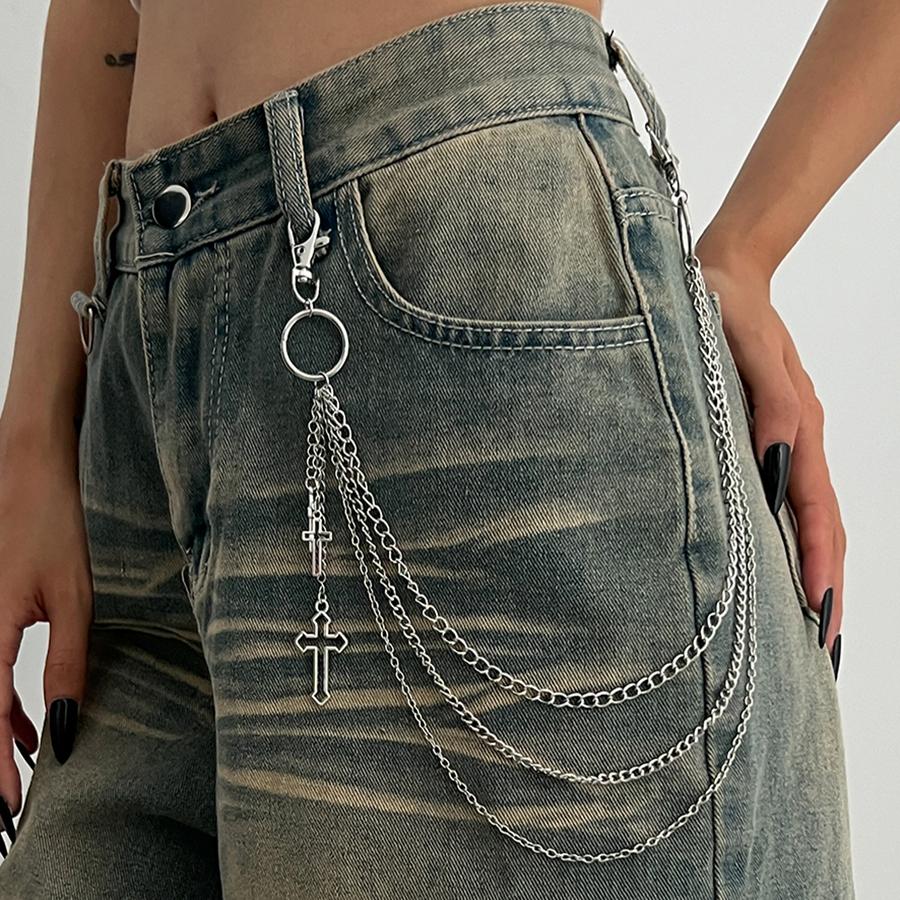 

Salircon Punk Multilayer Metal Star Pendant Pant Chain Hip Hop Waist keychain Jeans Chain Women Trendy Jewelry Accessories Gifts