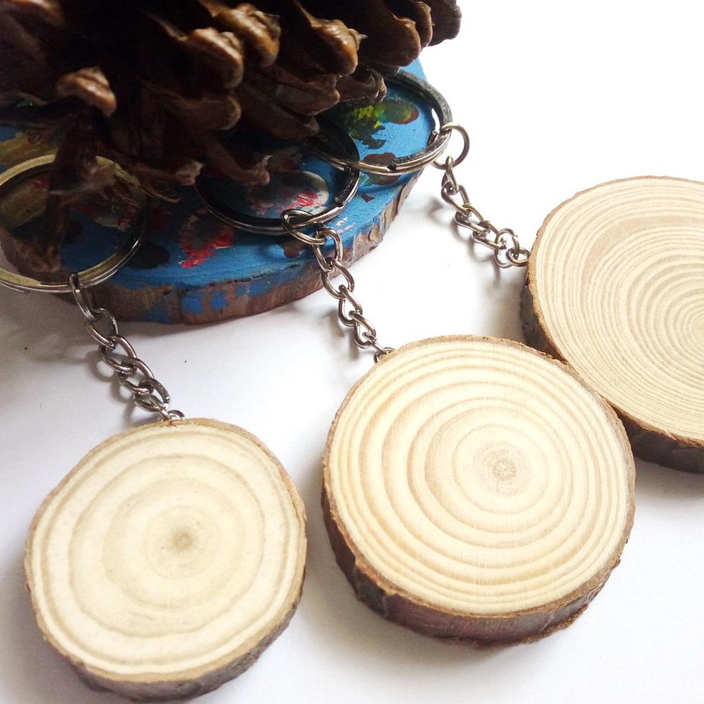 Wood Keychain Hanging Engraving Key Chain Shaped Hand-painted Accessory Jewelry Handmade Blank Round Keyring Making